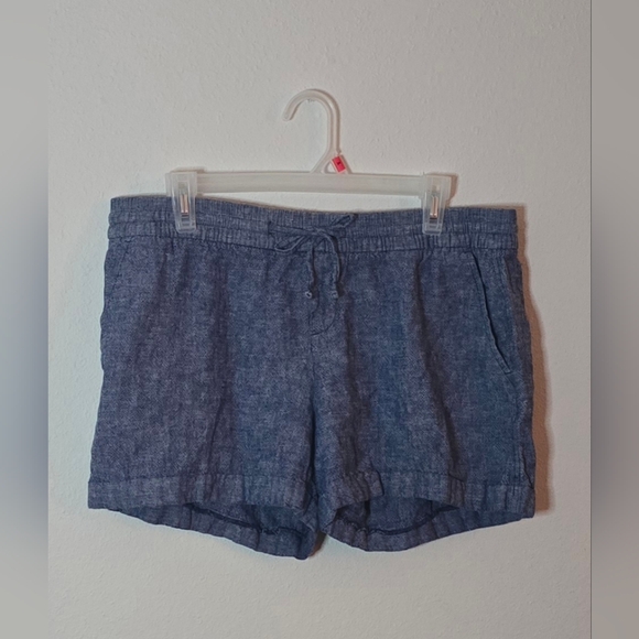 Old Navy Pants - Old Navy Linen Blend Summer Casual Shorts Blue Pull On Elastic Waist Large